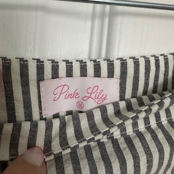 Pink Lily blue + white striped skirt with tassels. Size MED - Picture 4 of 5